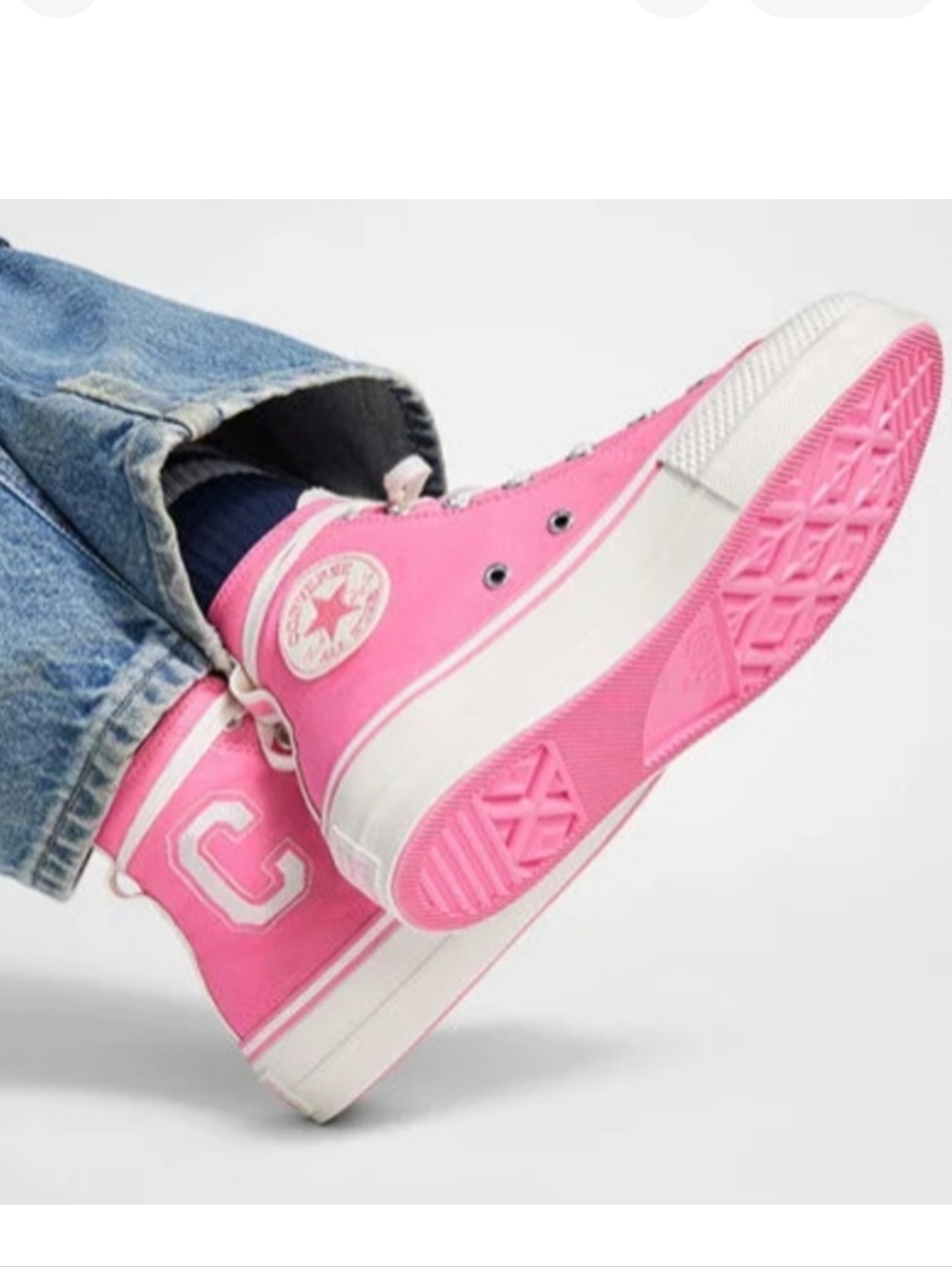 Converse Chuck Taylor All Star Lift Platform Retro Varsity High Top 6 Pink
